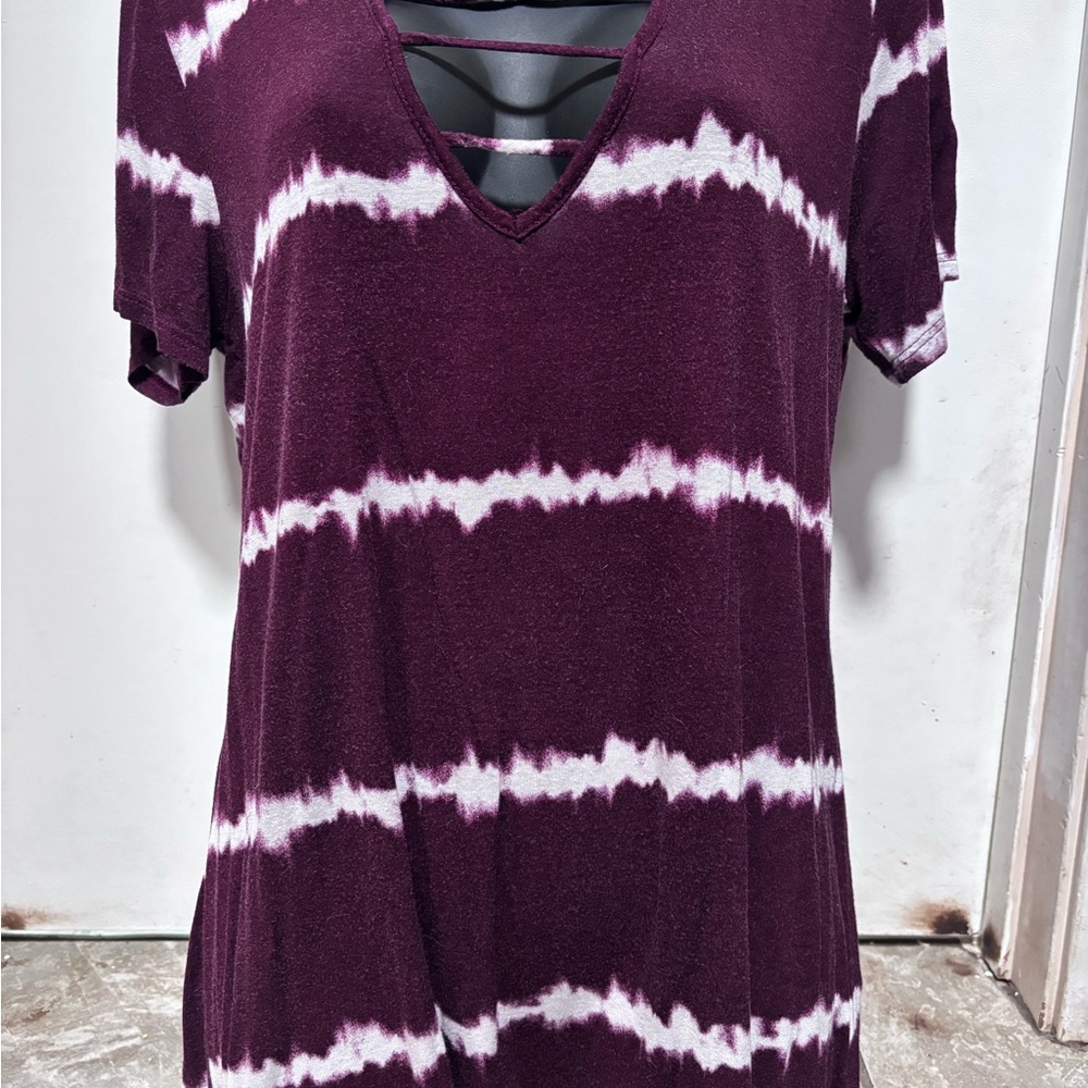 Women's Burgundy Tie-Dye Top